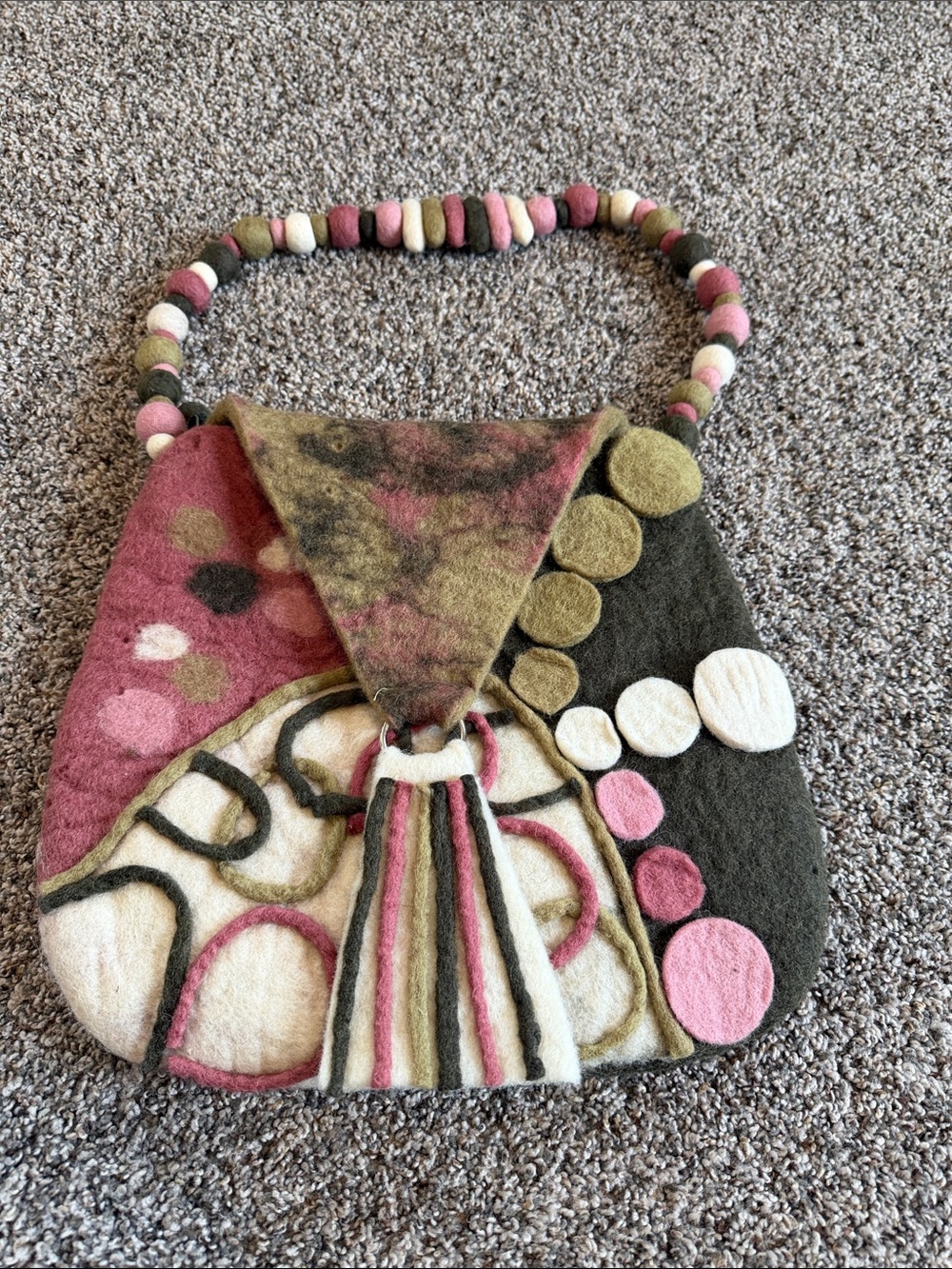Rising Tide 100% Wool Multicolor Patchwork Shoulder Bag. See blemishes **